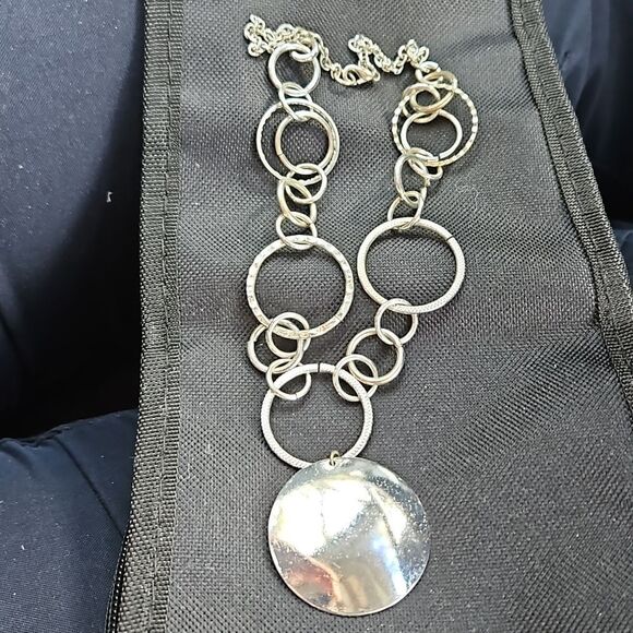 Silver Ring and Disc Necklace - Picture 2 of 2